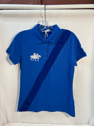 Women's Short Sleeve T-Shirt, White/Blue, Size 12, NEW