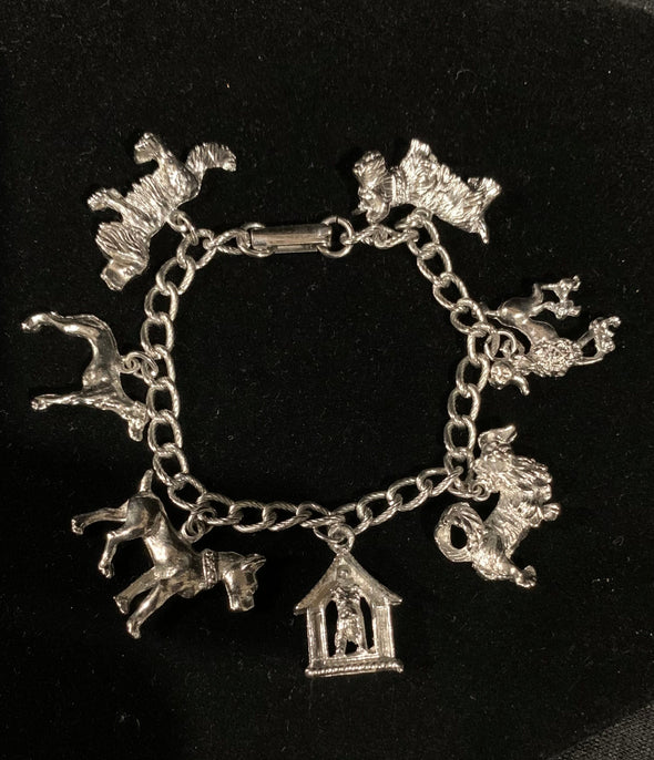 Silvertone Dog Breeds Charm Bracelet (7 charms)