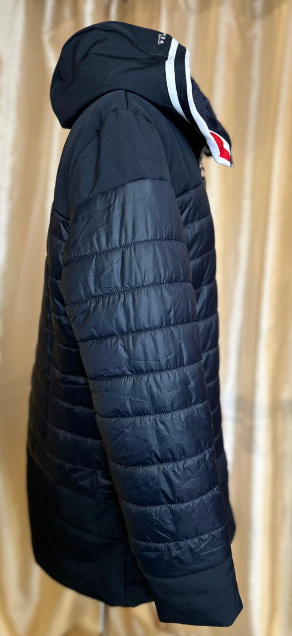 Women's Hooded Winter Coat, Black/Navy, Large/Extra Large