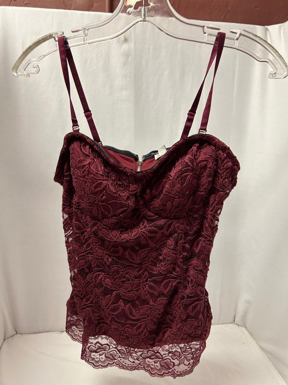 Ladies Bustier, Burgundy Lace Size Medium, NEW