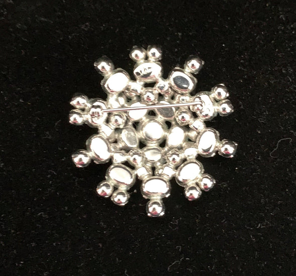 Vintage Signed Sherman Ice Blue Crystal Pin
