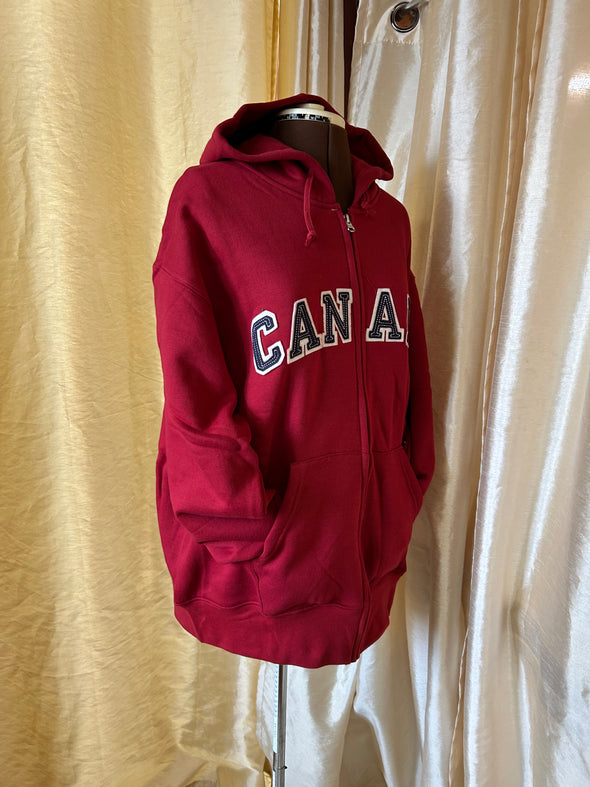 Unisex Long Sleeve Team Canada Hoodie, Red, XL, NEW