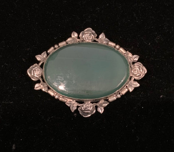 Vintage Brooch with Green Stone