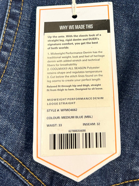 Ladies Loose Straight Fit Jeans, Navy, Size 33/32, NEW