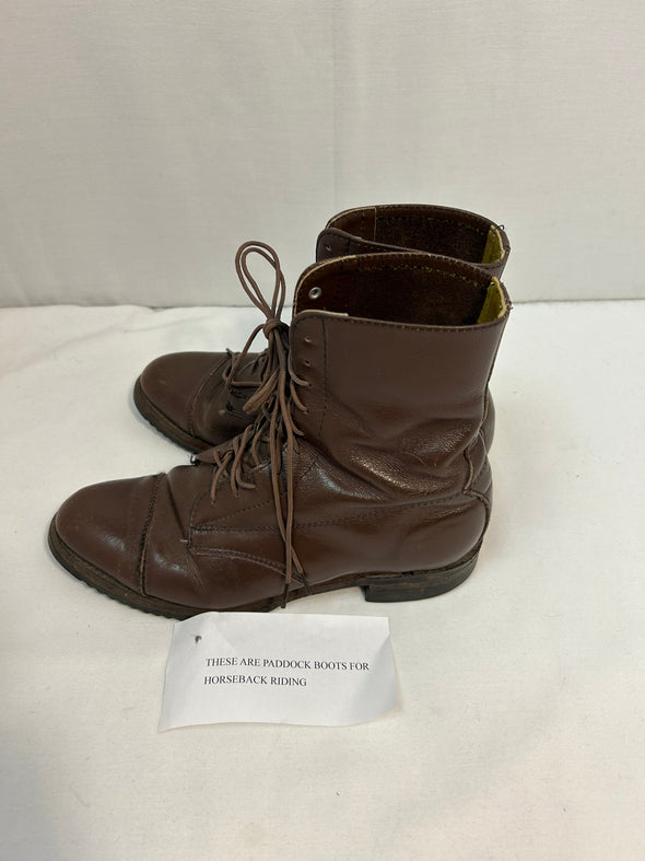 Ankle Length Riding/Paddock Boots, Brown Leather, 7.5