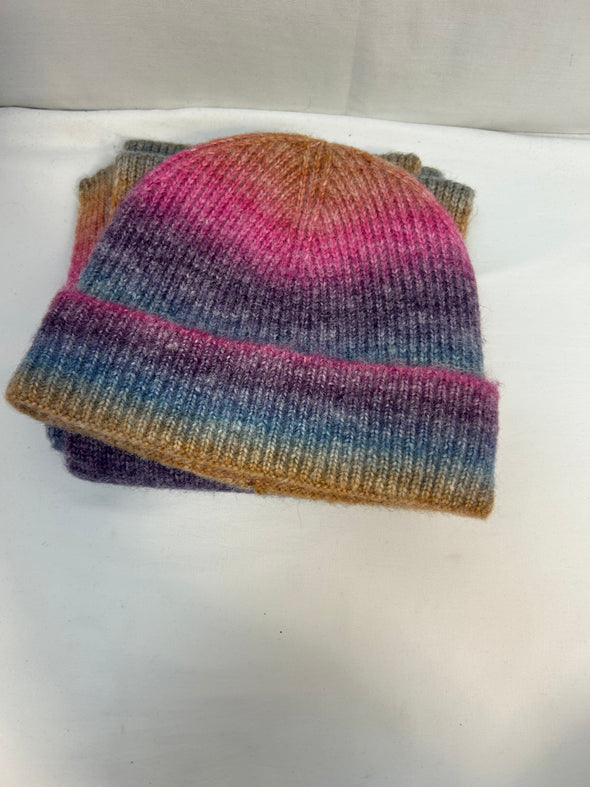Hat & Scarf Set, One Size, Pink/Blue