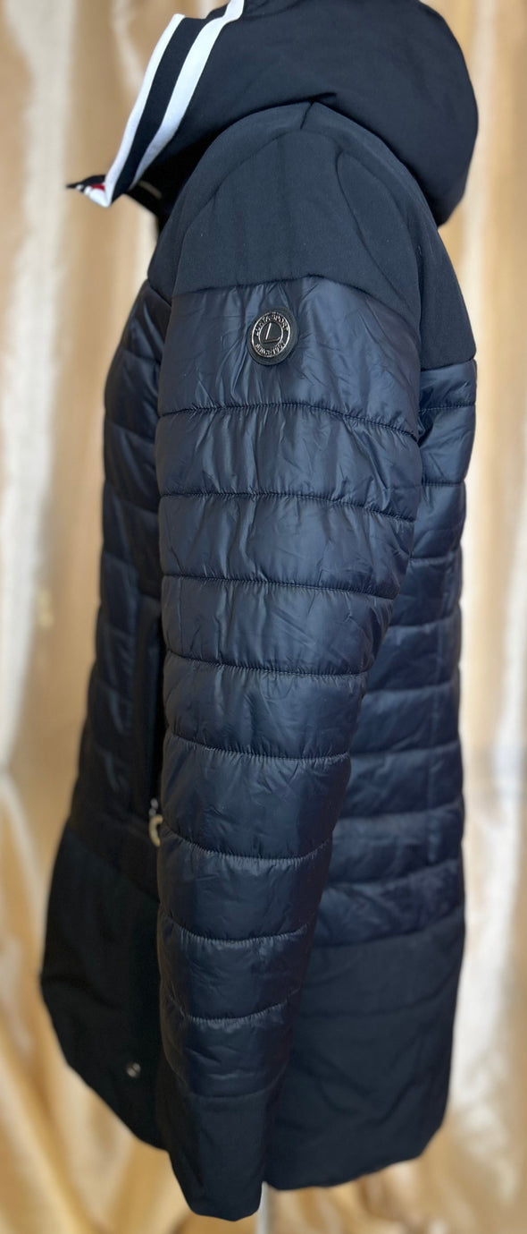 Women's Hooded Winter Coat, Black/Navy, Large/Extra Large