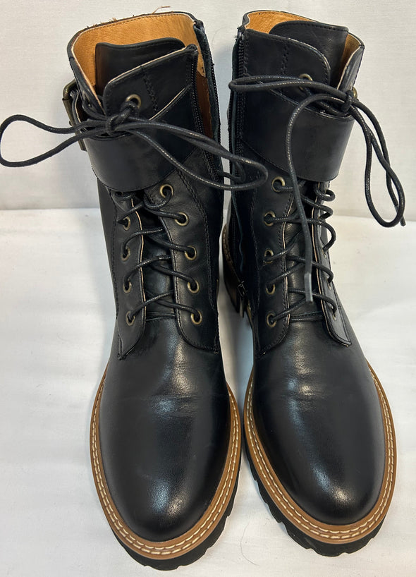 Ladies Mid-Leg Boots, 6”, Black Leather, Size 40, Like New