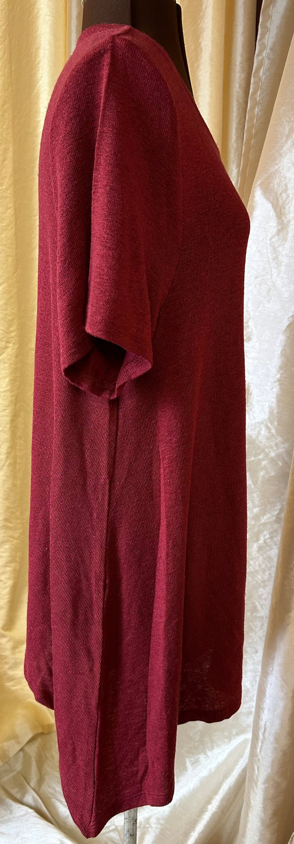 Short Sleeve Asymmetric Tunic Top, Rust, XL, New
