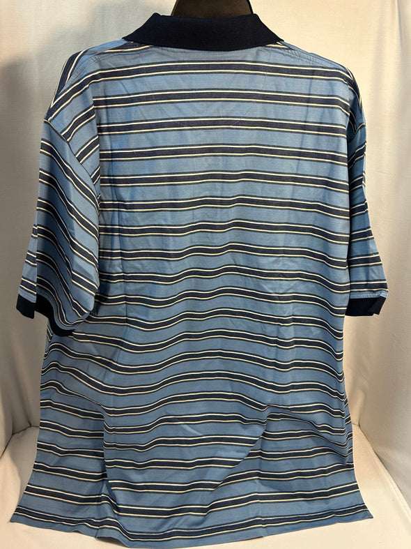 Men's Golf Shirt, 3-Button, Collar, Blue, XL, NEW