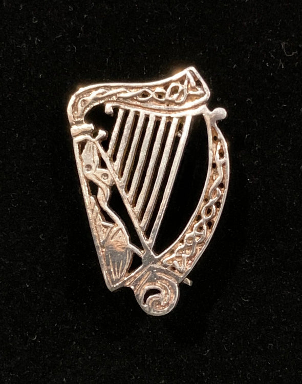 Vintage Irish Harp Sterling Silver Brooch in original box