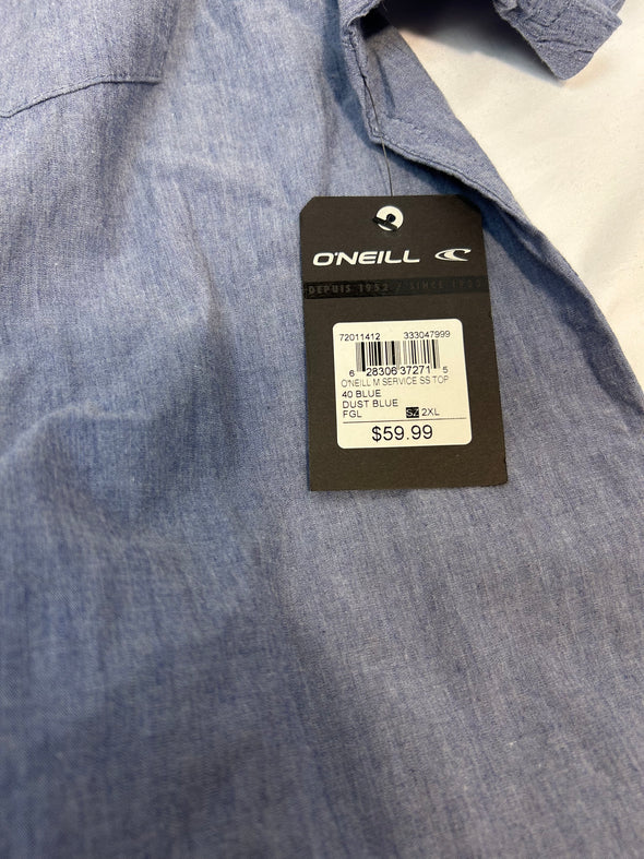 Men's Short Sleeve Shirt, Blue, XXL, 98% Cotton, NEW