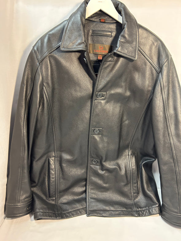 Men's Leather Jacket, Black, Size Large