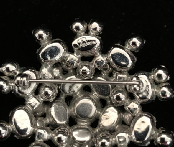 Vintage Signed Sherman Ice Blue Crystal Pin