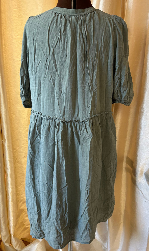 Short Sleeve Mist Green Dress, Size Large, NEW