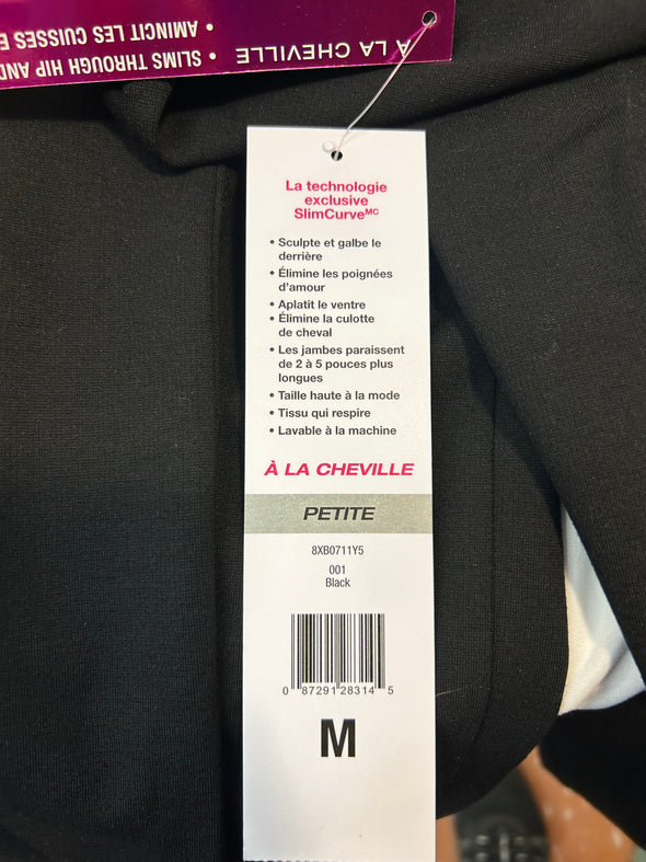 Ladies Ankle Length Stretch Pants, Black, Size 10-12, NEW