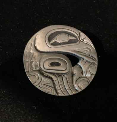 Vintage Frederick Pewter Canada Raven Brooch