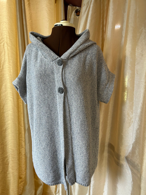 Ladies Short Sleeve Sweater/Jacket, Grey, Medium