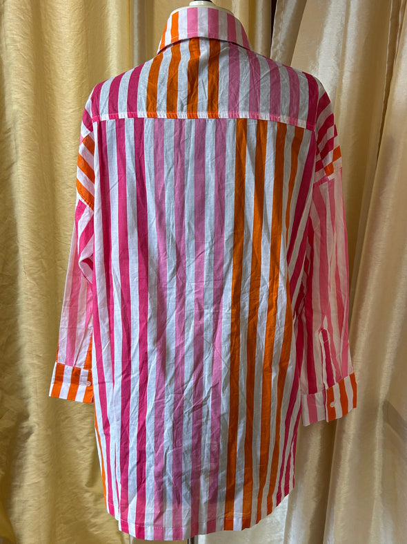 Ladies Shirt/Cover Up, Pink Stripe, Size Small Medium