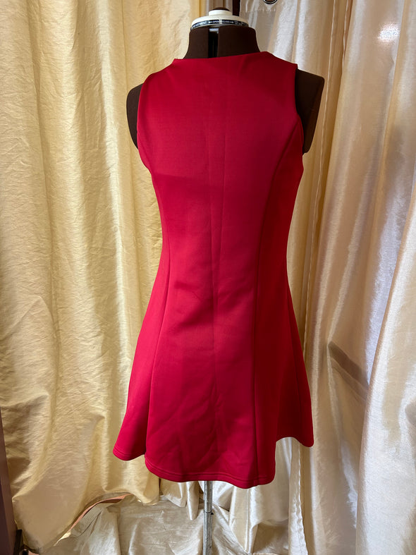 Cut-Out Mini Shift Dress, Jewel Red, Size Medium, Polyester/Spandex Blend. New, Great for the Holidays