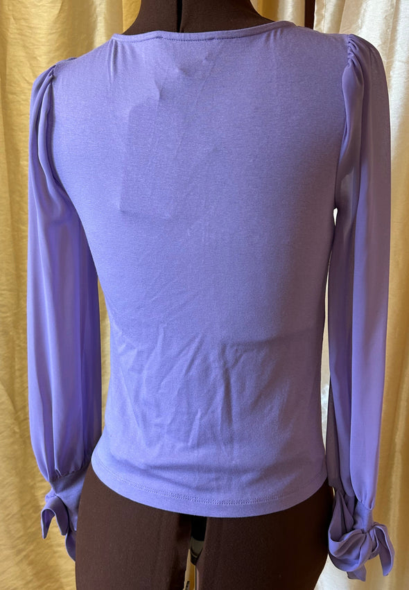 Ladies Long Sleeve V-Neck Blouse, Mauve, XSmall NEW