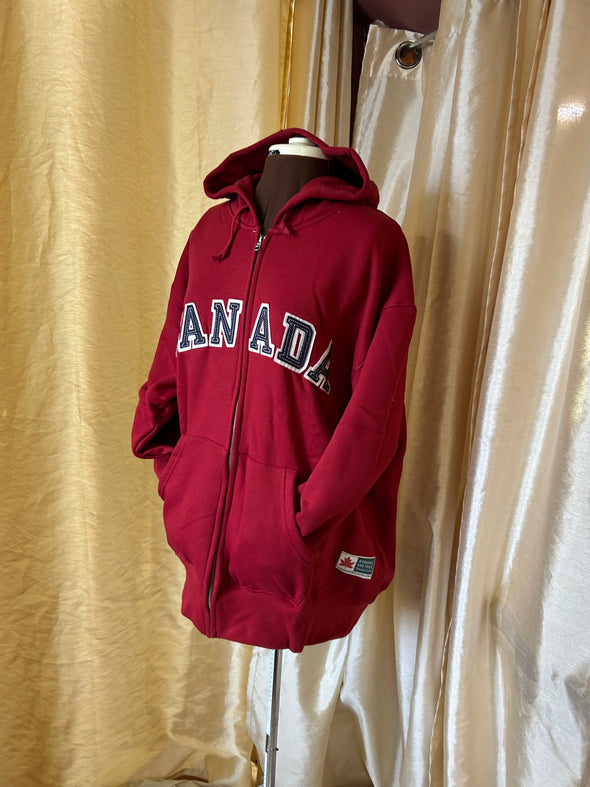 Unisex Long Sleeve Team Canada Hoodie, Red, XL, NEW