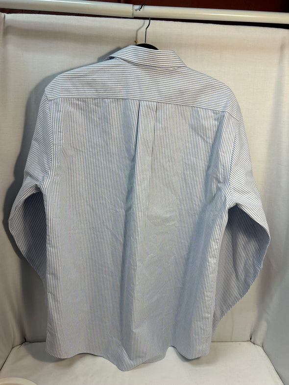 Long Sleeve Blue/white Stripe Shirt, 15.5/35, LL Bean