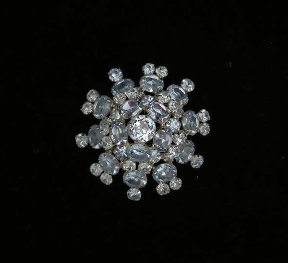 Vintage Signed Sherman Ice Blue Crystal Pin