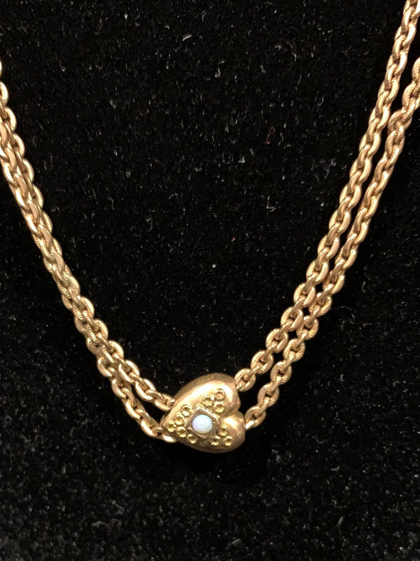 Antique Gold Plate Opal (Heart) Pocket Watch Fob