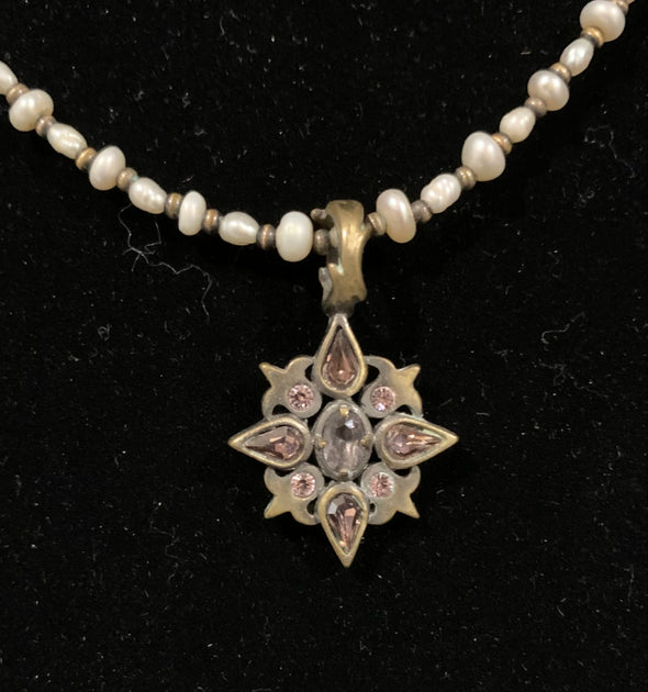 Vintage (Danish) Dyrberg Kern Star Necklace with Pearl Chain