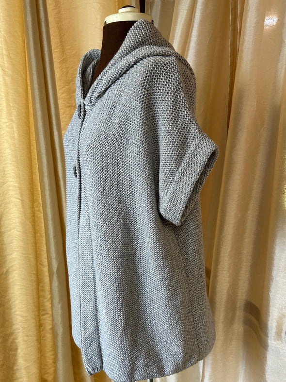 Ladies Short Sleeve Sweater/Jacket, Grey, Medium