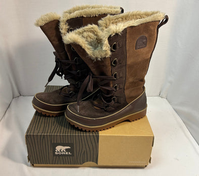 Ladies High Snow Boots, Brown, Size 8,