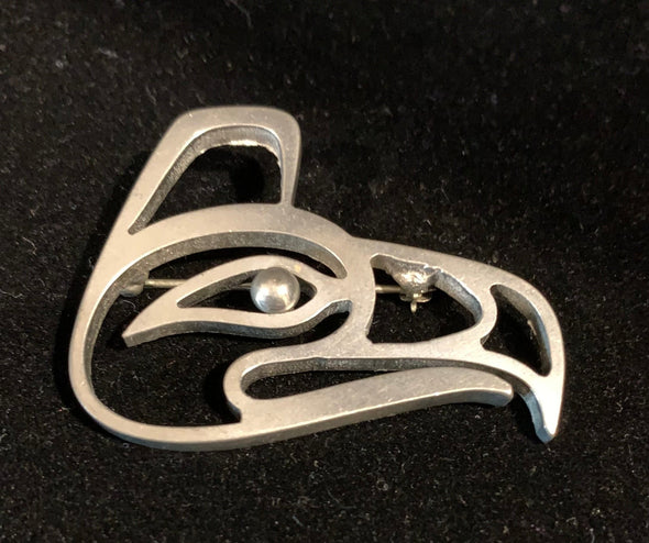 Vintage Handcrafted Signed AYE Native American Abstract Eagle Head Brooch