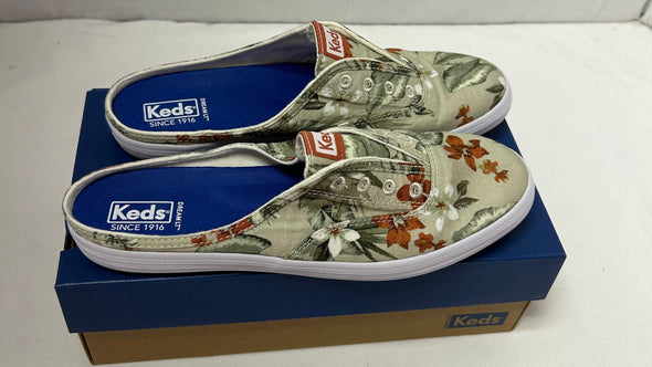 Ladies Mule Slip-On Shoes, Tropical Floral Colour, Size 8