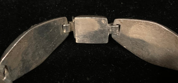 Vintage Mexico 950 Silver, Malachite Link Panel Bracelet