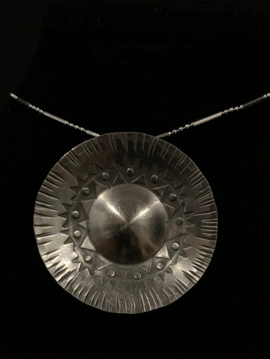 Signed Jyde Kunst Danish Pewter Necklace with 925 Silver Chain