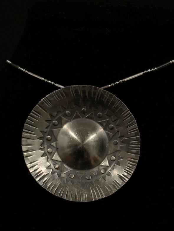 Signed Jyde Kunst Danish Pewter Necklace with 925 Silver Chain