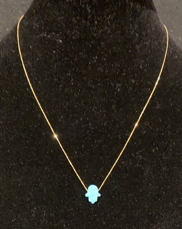 Gelin Opal Hamsa Hand Necklace 14K Gold