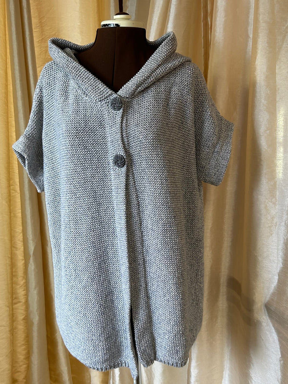 Ladies Short Sleeve Sweater/Jacket, Grey, Medium