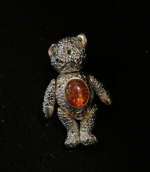 Vintage Articulating Teddy Bear Brooch/Pendant