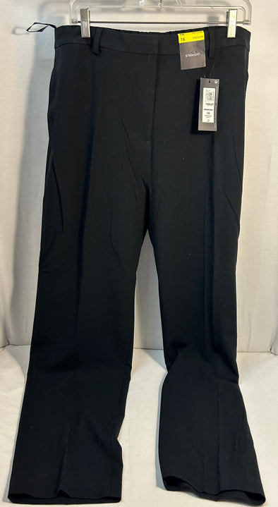 Ladies Straight Leg Trouser Pants, Black, Size 16, NEW