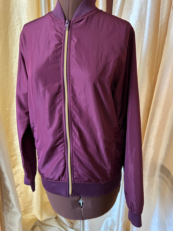 Windbreaker Bomber Jacket, Lined, Grape. Size Small. New