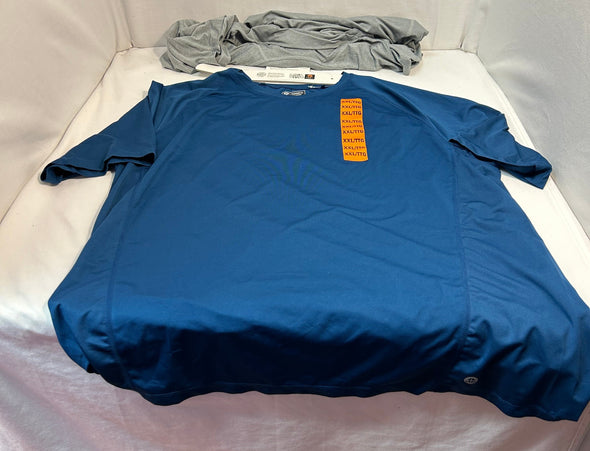 2 Men's Active Wear T-Shirts, 1 Blue, 1 Grey, XXL, NEW