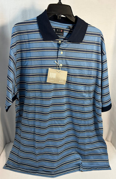 Men's Golf Shirt, 3-Button, Collar, Blue, XL, NEW