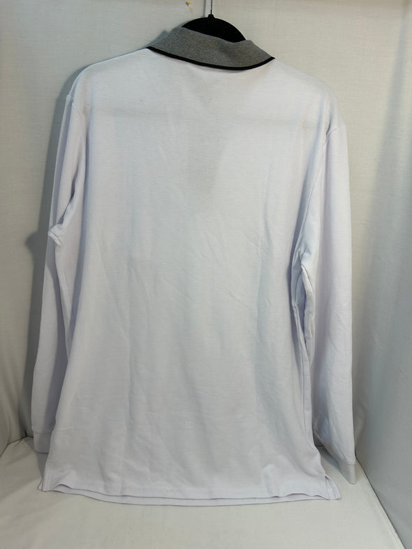 Men’s Long Sleeve Shirt, White/Grey, Size XL