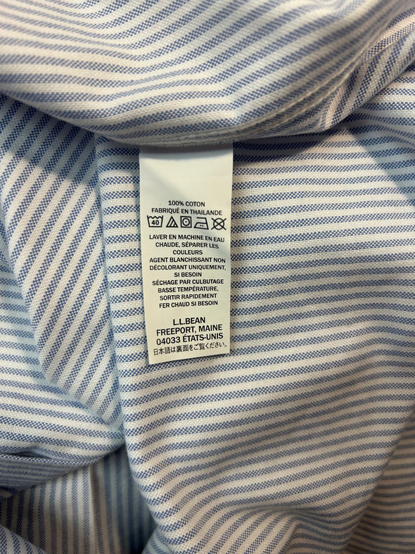 Long Sleeve Blue/white Stripe Shirt, 15.5/35, LL Bean