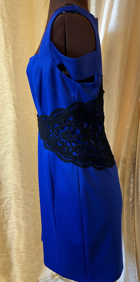 Ladies Sleeveless Dress, Size 12, Cobalt Blue/Black NEW With Tags