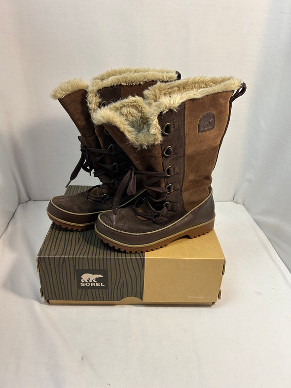 Ladies High Snow Boots, Brown, Size 8,