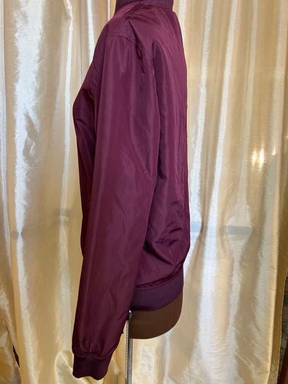 Windbreaker Bomber Jacket, Lined, Grape. Size Small. New