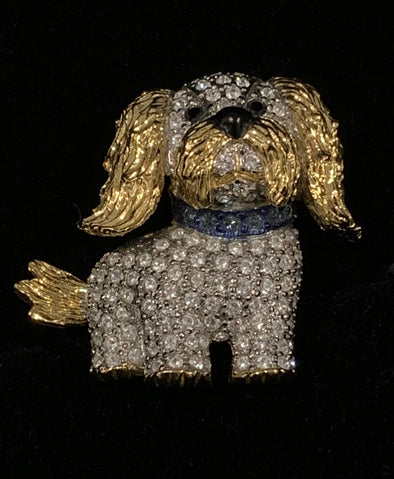 Butler Vintage Rhinestone Dog Brooch